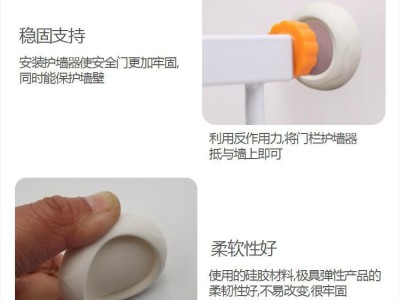 儿童防护门栏配件护墙器 门护栏安装免打孔固墙器 全硅胶迷你款图4