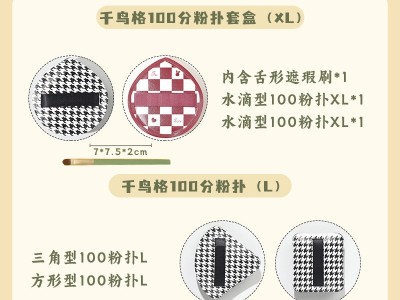 千鸟格棉花糖气垫粉扑美妆蛋粉底专用干湿两用超大黑凤梨粉扑套盒图4