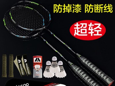 一件代发正品2只全碳素羽毛球拍双拍超轻进攻型纳米碳纤维训练M90图3