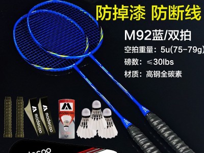 一件代发正品2只全碳素羽毛球拍双拍超轻进攻型纳米碳纤维训练M90图2