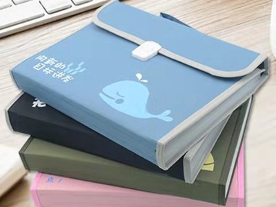 厂家批发防水牛津布学生手提式风琴包嘟嘟鲨四图13格文件收纳袋图3