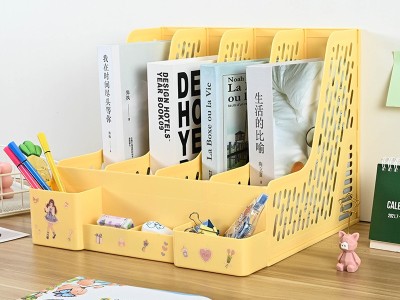 桌面文件架 学生书立架彩色收纳栏ins风文件栏文件夹档案盒pp书架图2