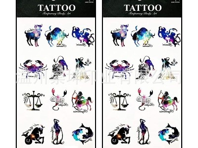 定制批发外贸卡通纹身贴套装防水万圣节动物恐龙脸部贴纸tattoo图3
