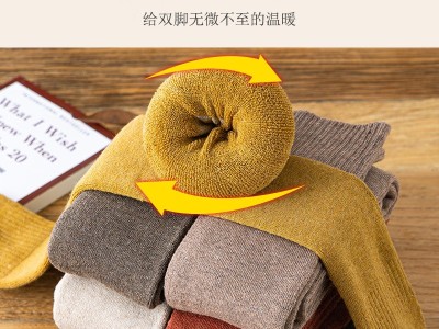 加厚保暖长筒袜女微压过膝袜毛圈袜子女中筒秋冬季加绒高筒长袜子图3