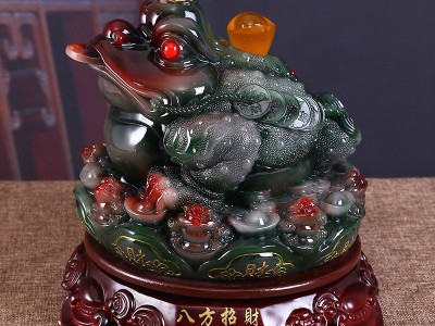 树脂家居金蟾摆件仿玉客厅创意风水乔迁 开业商务礼品酒柜 工艺品图2