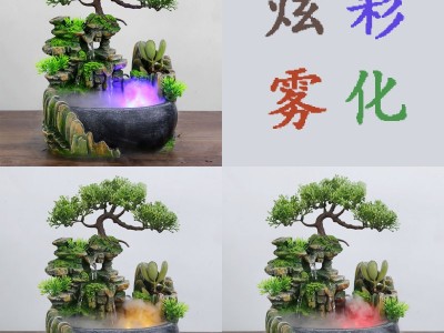 厂家直销桌面迷你创意小假山流水摆件鱼缸鱼池加湿招财跨镜代发图4