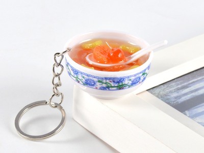 仿真食物钥匙扣仿真青花瓷碗面钥匙圈迷你食玩挂件包包小礼品挂饰图7