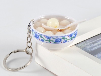 仿真食物钥匙扣仿真青花瓷碗面钥匙圈迷你食玩挂件包包小礼品挂饰图9
