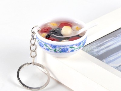 仿真食物钥匙扣仿真青花瓷碗面钥匙圈迷你食玩挂件包包小礼品挂饰图6