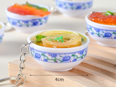 仿真食物钥匙扣仿真青花瓷碗面钥匙圈迷你食玩挂件包包小礼品挂饰图4