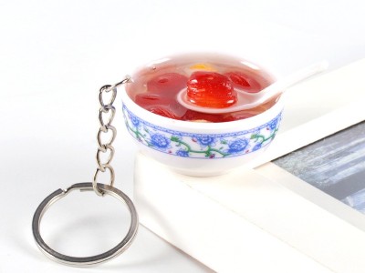 仿真食物钥匙扣仿真青花瓷碗面钥匙圈迷你食玩挂件包包小礼品挂饰图8