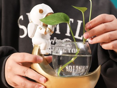 宇航员水培摆件创意植物绿萝水养绿植容器办公室太空人装饰品热卖图2