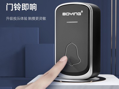 博颖A909无线门铃1T2远距离智能门铃电子遥控老人呼叫器黑色门铃图3