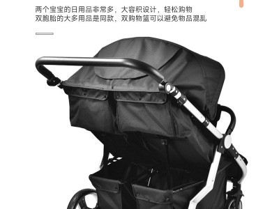 轻便可坐躺婴儿推车折叠双向减震四季四轮手推车双人婴儿车批发图2
