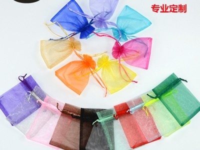 欧根纱纱袋纯色束口纱网袋小礼品包装袋可印刷字透明试用装 袋批发图2