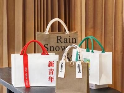 跨境环保麻布袋定制黄麻购物袋礼品亚麻手提袋diy空白通用 麻布包图2