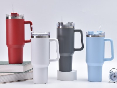 跨境带手柄不锈钢40oz汽车杯大容量真空吸管杯车载保温保冷冰霸杯图2