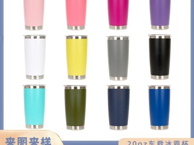 跨境亚马逊304不锈钢喷塑保温杯20oz汽车杯车载便携咖啡杯印logo图2