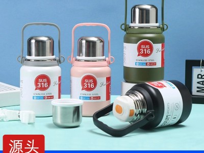 热销款316不锈钢保温杯户外运动水壶大容量便携带提绳手提壶定制图2