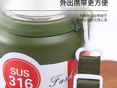 新款316不锈钢保温杯大容量户外运动水壶高颜值便携带提手金刚壶图2