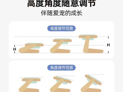 宠物猫咪喂食架实木猫咪食盆架保护颈椎可调角度狗碗架饮水碗架图4