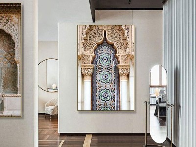 摩洛哥拱门墙面装饰画伊斯兰建筑清真寺挂画阿拉伯酒店卧室壁画图2