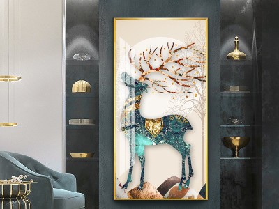 镶钻晶瓷画晶钻客厅挂画批发壁画轻奢现代简约酒店玄关装饰画定制图2