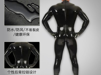 欧美乳胶氨塑身衣男仆性感舞台装B02镜面亮皮全包连体紧身衣图2