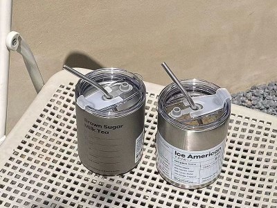 小红书同款ins高档精致双层保冷保热咖啡杯带吸管便捷随行冰美式图2