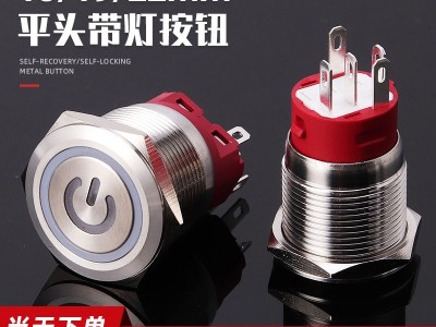 加工定制平头带灯按钮防水金属按钮开关IP67防水金属电源开关图2