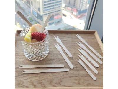 环保一次性水果叉 木质水果叉 蛋糕点心小叉子 商用食品级果叉图3