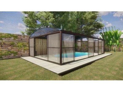 采购 拱形顶部阳光房，铝合金框架+透光耐力板